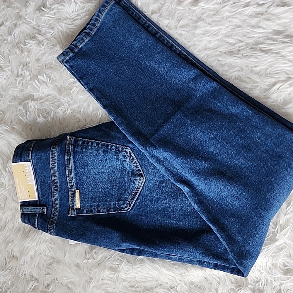 Michael Kors Dark Blue High-Rise Straight Skinny Leg Ankle Jeans New